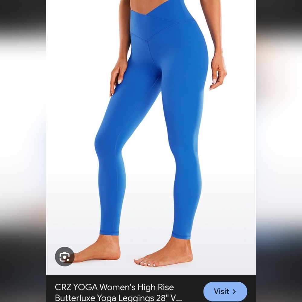 CRZ YOGA Sparkle Blue Crop Top (M) & High-Waist Leggings (S) Set
